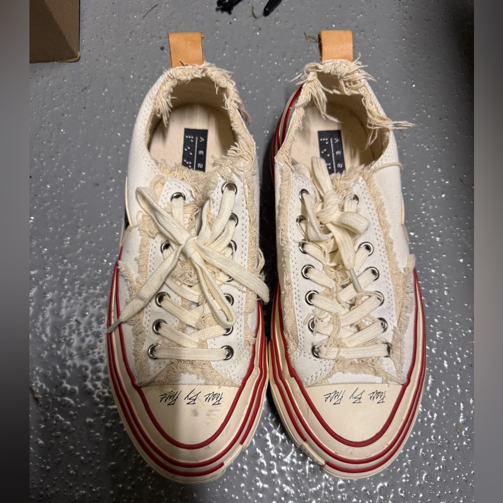 Trendy Distressed Cream Sneakers